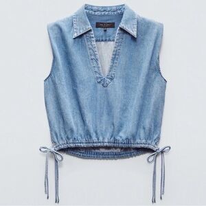 Rag & Bone Ultra Featherweight Denim Fiona Cropped Denim Top Size X-Small